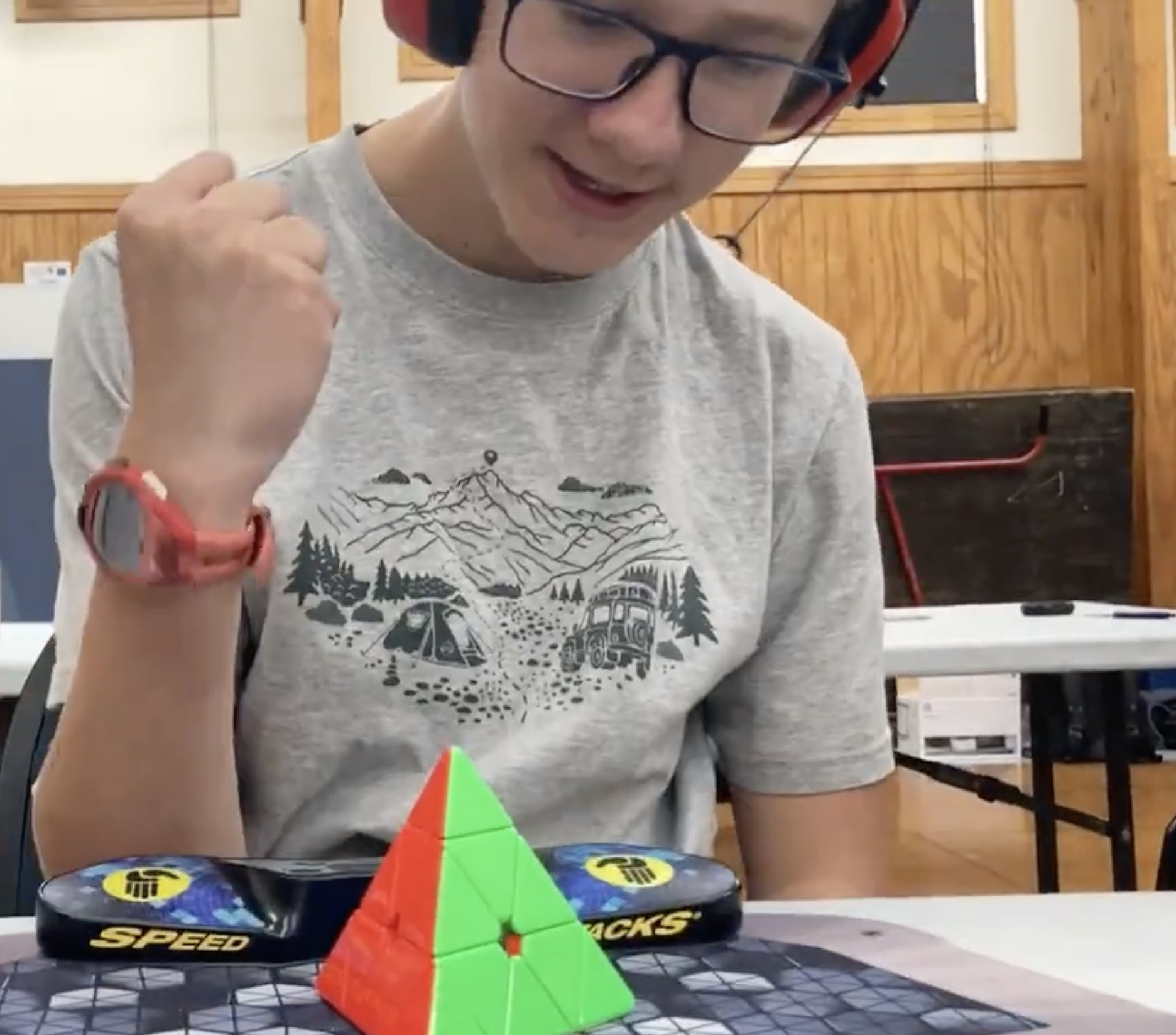 Me, shortly after dropping my Pyraminx PR single to 3.83 seconds